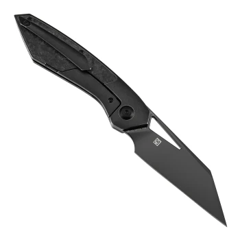 Kansept Strip Folding Knife Shred Carbon Fiber/Blackwash Titanium Handle MagnaCut  Drop Point Plain Edge Mirror DLC Blade K1113A1