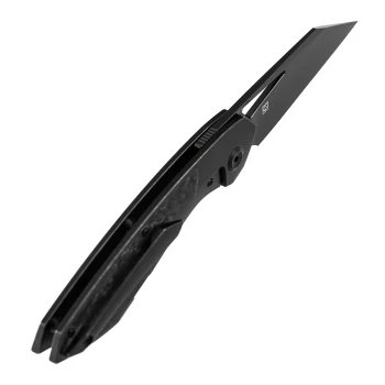 Kansept Strip Folding Knife Shred Carbon Fiber/Blackwash Titanium Handle MagnaCut  Drop Point Plain Edge Mirror DLC Blade K1113A1