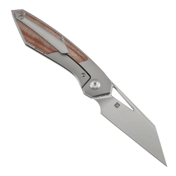 Kansept Strip Folding Knife Brown Micarta/Blackwash Titanium Handle Magnacut Plain Edge Black Blade K1113A3