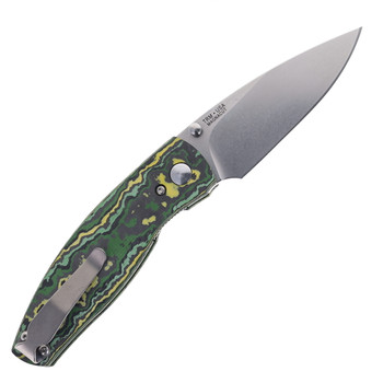 TRM Neutron 2 Folding Knife Toxic Storm Fat Carbon 3D Handle MagnaCut Drop Point Plain Edge Stonewash Finish