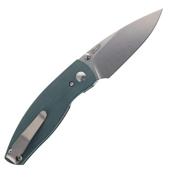 TRM Neutron 2 Folding Knife Forest Green G10 3D Handle MagnaCut Drop Point Plain Edge Stonewash Finish
