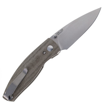 TRM Neutron 2 Folding Knife OD Green Micarta 3D Handle MagnaCut Drop Point Plain Edge Stonewash Finish