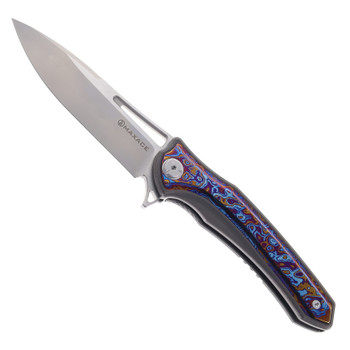 (No Box) Maxace Amber III Folding Knife Timascus Handle M390 Plain Edge MCA302