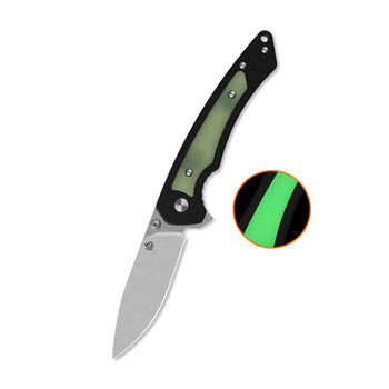 QSP Peregrine Folding Knife Black G10/Glow in the Dark G10 Handle 10Cr15MoV Plain Edge Stonewash Finish QS177-A1
