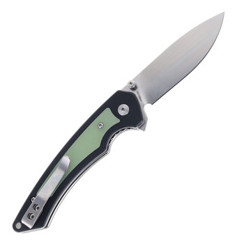 QSP Peregrine Folding Knife Black G10/Glow in the Dark G10 Handle 10Cr15MoV Plain Edge Stonewash Finish QS177-A1