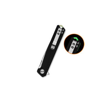 QSP Mantis Folding Knife Black G10 Handle Nitro-V Clip Point Plain Edge Satin Finish QS176-A1