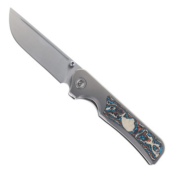 (Chipped Handle) Open Box/Returned Miguron Pagos II Folding Knife Titanium/Red Carbon Fiber Handle M390 Plain Edge Hand Rubbed Satin Finish MGR607SRD