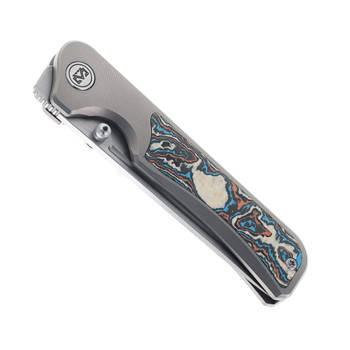(Chipped Handle) Open Box/Returned Miguron Pagos II Folding Knife Titanium/Red Carbon Fiber Handle M390 Plain Edge Hand Rubbed Satin Finish MGR607SRD