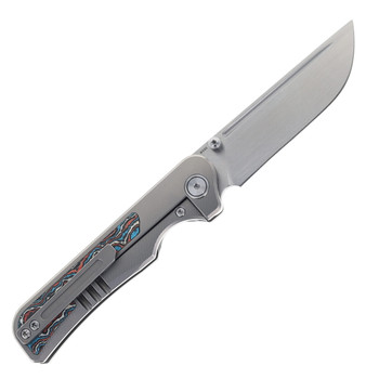 (Chipped Handle) Open Box/Returned Miguron Pagos II Folding Knife Titanium/Red Carbon Fiber Handle M390 Plain Edge Hand Rubbed Satin Finish MGR607SRD
