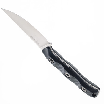 Microtech Akris Fixed Blade Knife Milled Black G10 Handle M390MK Stonewashed Drop Point Blade 95-10BK-1