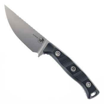 Microtech Akris Fixed Blade Knife Milled Black G10 Handle M390MK Stonewashed Drop Point Blade 95-10BK-1