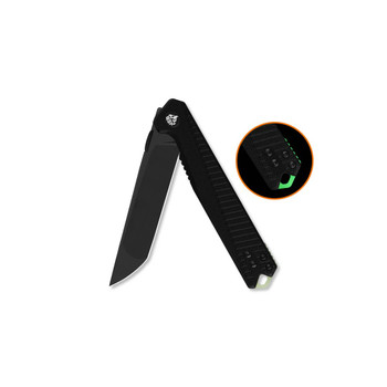QSP Mantis Folding Knife Black G10 Handle Nitro-V Clip Point Plain Edge Blackwash Finish QS176-A2
