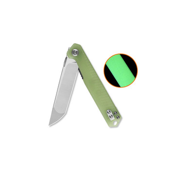 QSP Mantis Folding Knife Glow-in-the-Dark G10 Handle Nitro-V Clip Point Plain Edge Satin Finish QS176-B1