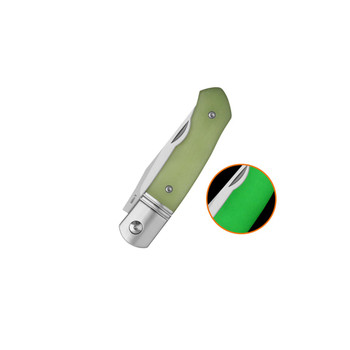 QSP Heron Folding Knife Glow-in-the-Dark G10 Handle Nitro-V Clip Point Plain Edge Satin Finish QS175-A