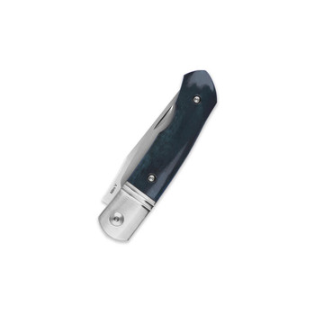 QSP Heron Folding Knife Blue Bone Handle Nitro-V Clip Point Plain Edge Satin Finish QS175-C