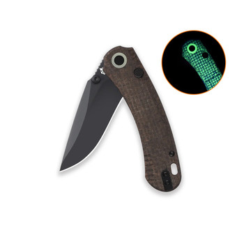 QSP Coyote Folding Knife Glow-in-the-Dark Micarta Handle Nitro-V Plain Black Blade QS174-A2