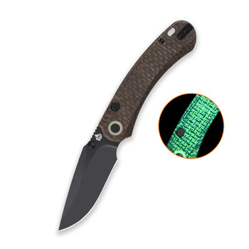 QSP Coyote Folding Knife Glow-in-the-Dark Micarta Handle Nitro-V Plain Black Blade QS174-A2