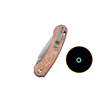 QSP Coyote Folding Knife Copper Foil G10 Handle Nitro-V Plain Edge Stonewash Finish QS174-C1