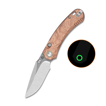 QSP Coyote Folding Knife Copper Foil G10 Handle Nitro-V Plain Edge Stonewash Finish QS174-C1