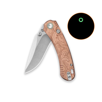 QSP Coyote Folding Knife Copper Foil G10 Handle Nitro-V Plain Edge Stonewash Finish QS174-C1