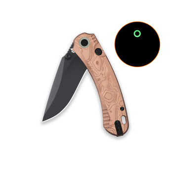 QSP Coyote Folding Knife Copper Foil G10 Handle Nitro-V Plain Black Blade QS174-C2