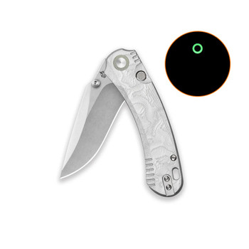QSP Coyote Folding Knife Aluminum Foil G10 Handle Nitro-V Clip Point Plain Edge Stonewash Finish QS174-D1