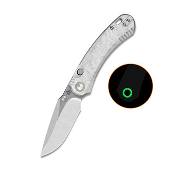 QSP Coyote Folding Knife Aluminum Foil G10 Handle Nitro-V Clip Point Plain Edge Stonewash Finish QS174-D1