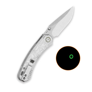 QSP Coyote Folding Knife Aluminum Foil G10 Handle Nitro-V Clip Point Plain Edge Stonewash Finish QS174-D1