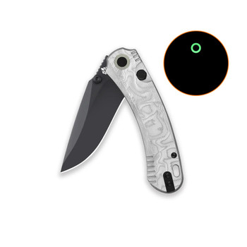 QSP Coyote Folding Knife Aluminum Foil G10 Handle Nitro-V Clip Point Plain Edge Blackwash Finish QS174-D2
