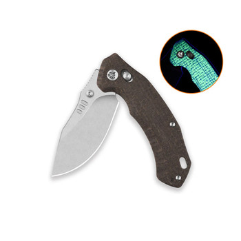QSP Elk Folding Knife Glow in the Dark Micarta Handle 14C28N Drop Point Plain Edge Stonewash Finish QS173-A1