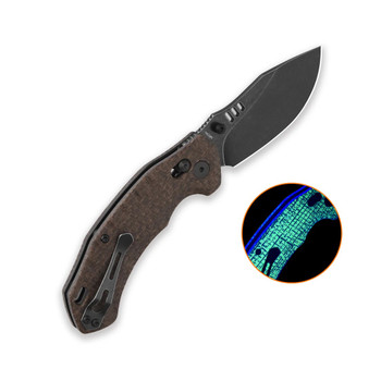 QSP Elk Folding Knife Glow in the Dark Micarta Handle 14C28N Drop Point Plain Edge Plain Black Blade QS173-A2
