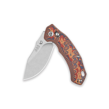 QSP Elk Folding Knife Colorful Micarta Handle 14C28N Drop Point Plain Edge Stonewash Finish QS173-C1