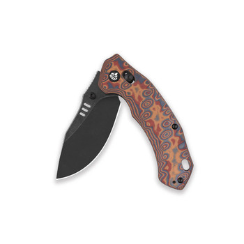 QSP Elk Folding Knife Colorful Micarta Handle 14C28N Drop Point Plain Edge Black Stonewash Finish QS173-C2