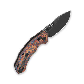QSP Elk Folding Knife Colorful Micarta Handle 14C28N Drop Point Plain Edge Black Stonewash Finish QS173-C2