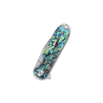 QSP Nebula Folding Knife Brass Copper Mesh Resin Handle 14C28N Clip Point Plain Edge Mirror Polish Finish QS168-F