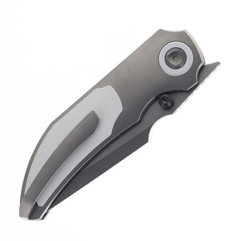 Poikilo Blade CK CASQUE Standard Folding Knife Titanium & White Inlay Handle M398 Harpoon PSW Finish