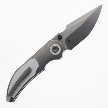 Poikilo Blade CK CASQUE Standard Folding Knife Titanium & White Inlay Handle M398 Harpoon PSW Finish