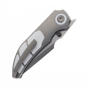 Poikilo Blade CK Casque Folding Knife Titanium & White Inlay Handle M398 Plain Edge PSW Finish