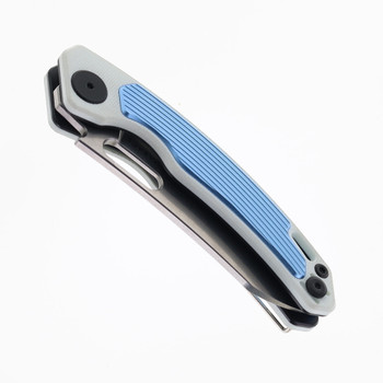 Maxace Black Mirror S Folding Knife White Blue G10 Aluminum Handle 14C28N Plain Edge MM52-2-A