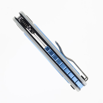 Maxace Black Mirror S Folding Knife White Blue G10 Aluminum Handle 14C28N Plain Edge MM52-2-A
