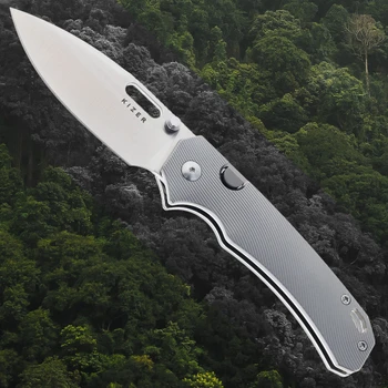 Exclusive Kizer Outposter Folding Knife Textured Titanium Handle Satin Elmax Blade Ki3802BDE1