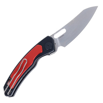 Maxace Black Mirror S Folding Knife Black/Red G10 Aluminum Handle 14C28N Plain Edge MM52-2-B