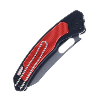 Maxace Black Mirror S Folding Knife Black/Red G10 Aluminum Handle 14C28N Plain Edge MM52-2-B