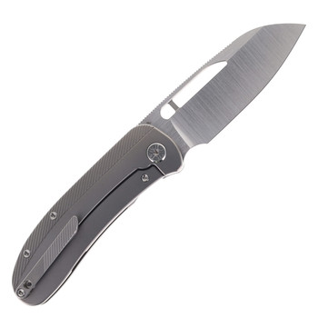 Tempest Knives Mach71 Folding Knife Bead Blast Titanium Handle S90V Modified Sheepsfoot Plain Edge Belt Satin Finish