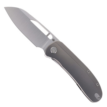 Tempest Knives Mach71 Folding Knife Bead Blast Titanium Handle S90V Modified Sheepsfoot Plain Edge Belt Satin Finish