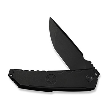 WE Knife Capstan Folding Knife Black Titanium Handle M390 Drop Point Plain Edge Black Stonewash Finish Limited Edition WE24047-1