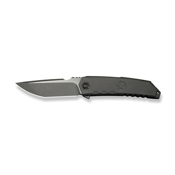 WE Knife Capstan Folding Knife Gray Titanium Handle M390 Drop Point Plain Edge Gray Stonewash/Satin Flat Finish Limited Edition WE24047-2