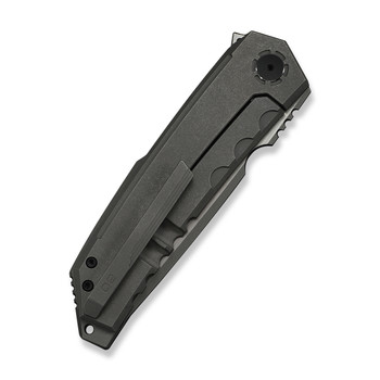 WE Knife Capstan Folding Knife Gray Titanium Handle M390 Drop Point Plain Edge Gray Stonewash/Satin Flat Finish Limited Edition WE24047-2