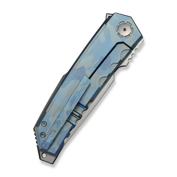 WE Knife Capstan Folding Knife Blue Terrain Titanium Handle M390 Drop Point Plain Edge Hand Polished Satin Finish Limited Edition WE24047-3