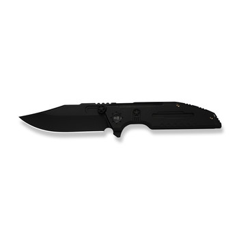WE Knife Muster Folding Knife Black Titanium Handle M390 Drop Point Plain Edge Black Stonewash Blade Limited Edition WE23058-1